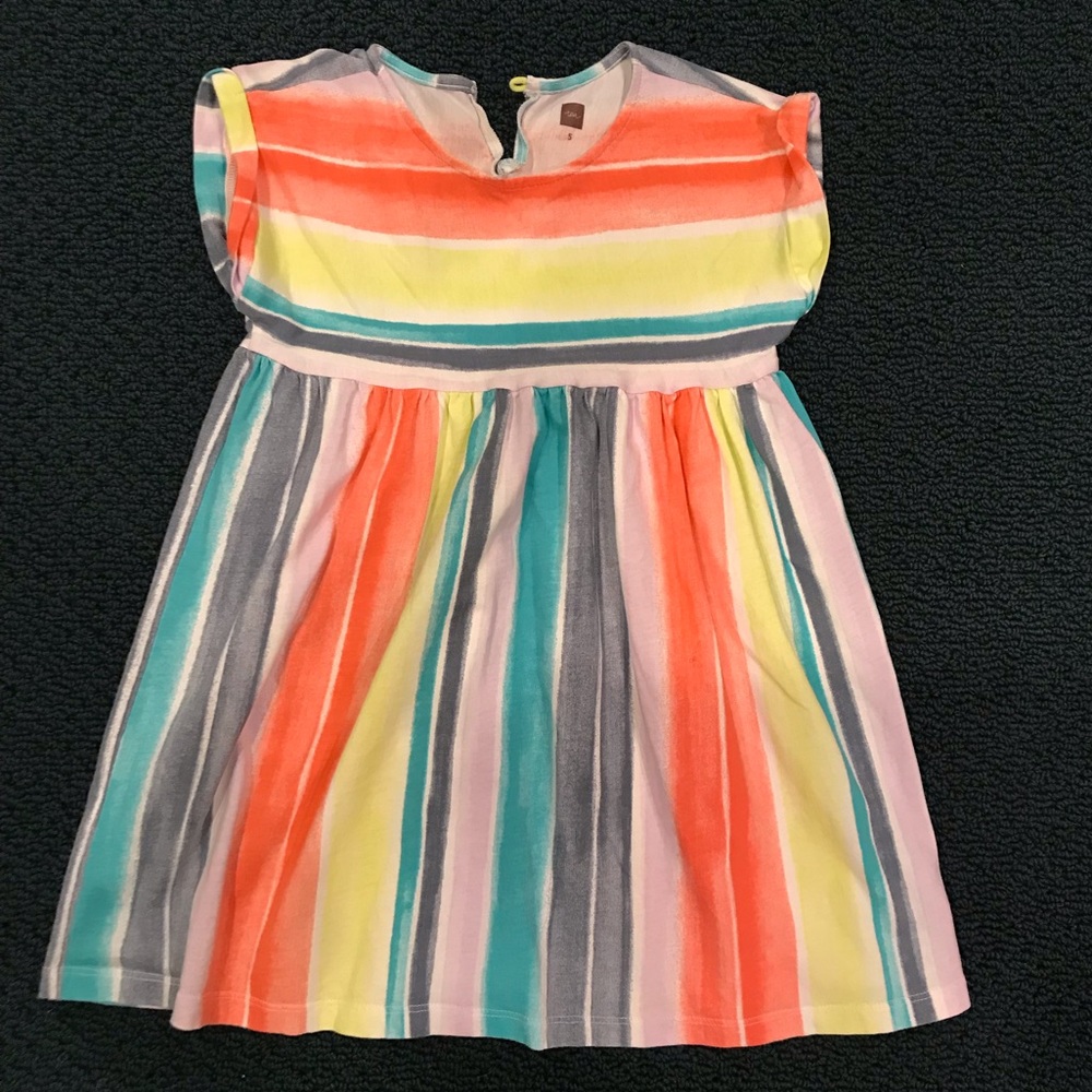 Multi Colored Striped Tea Collection Girls dress size 5
